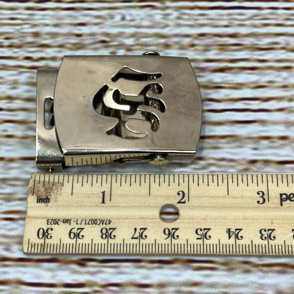 Initial Belt Buckle‎ Silver Tone Calligraphy Letter Cutout Design